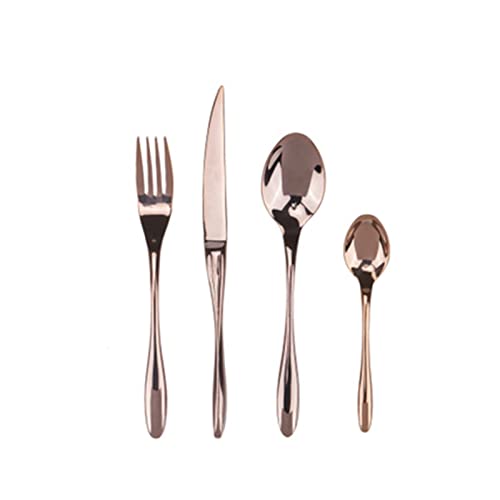 Party 18/10 Eco amigable con acero inoxidable juego de cenadores de oro Cena de cuchillo Cucharara Cocina de mesa Cinquware Juegos 4pcs/Set excepcionales (Color: Rose4pcs) (Rainbow4pcs)