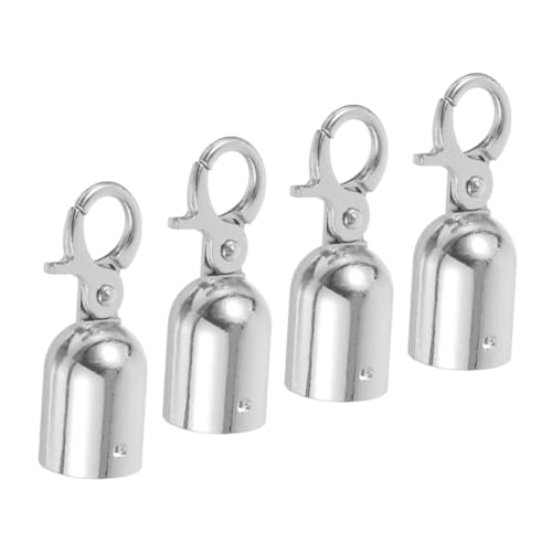 JECOMPRIS - JECOMPRIS 4pcs Silver Alloy Rope End Stopper Cord End Caps with Hook, Metal Cord Lock Stops for Barrier Ropes and Crowd Control Queue Divider in Small Size