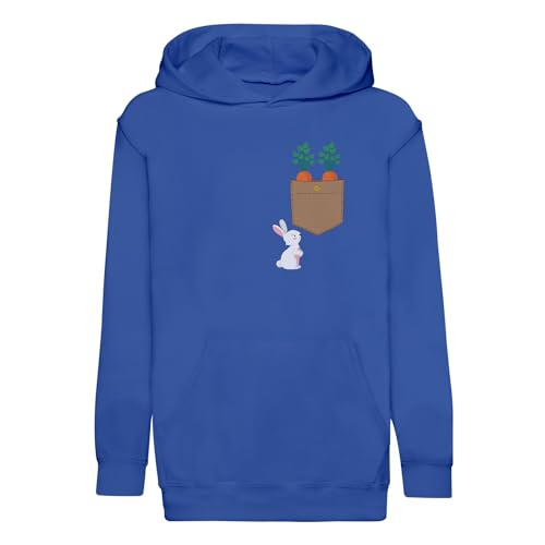 Sweat à capuche enfant avec poche surprise lapin et motif carottes mignon