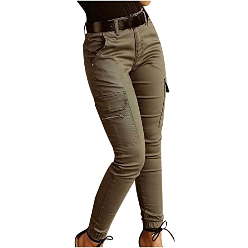 Women's Stretchy Tactical Cargo Pants High Waisted Casual Joggers Plus Size Skinny Trousers Cargo Pants with 6 Pockets