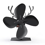 Ventilador de estufa de 4 aspas para chimeneas de leña, mejora el flujo de aire y reduce el consumo de combustible