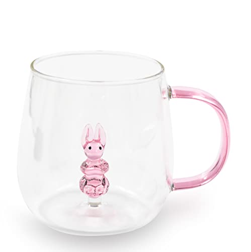Blümelhuber Hasen Tasse Ostern Glas Tassen - Tee Tasse Büro - Cappuccino Tassen - Kaffee Glas Tasse Hase - Hasentasse