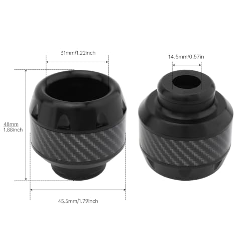 Image of 4Pcs Motorcycle Fork Frame Sliders, Aluminum Crash Protectors Decor | Fits 10-14.5 mm axles. Sacrificial impact protection for fork /frame /exhaust. Stylish carbon fiber decal. For sooter (Black)