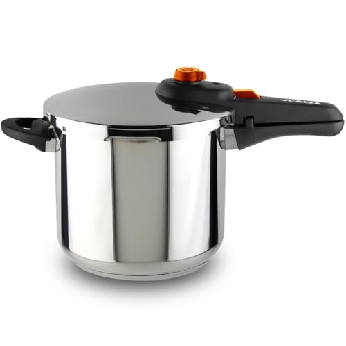 Alza Syma - Olla Express Rápida, 8 Litros, Acero Inoxidable 18/10, 5 Sistemas de Seguridad, Todo Tipo de Cocinas, Inducción, Posición Desvaporizadora