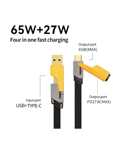 Image of 4 in 1 fast Charging Cable, USB-A to Type-C, Compatible with and All Phones & Laptops, 27W Max PD