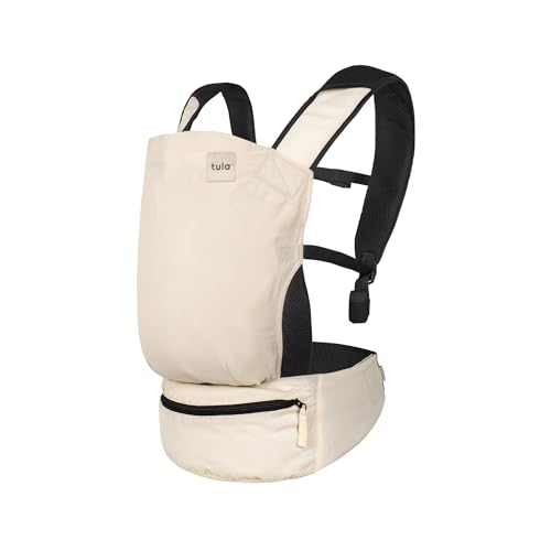Tula Lite Babytrage Reise – Leichte kompakte ergonomische Babytrage aus Ripstop Nylon – Faltbar in Hüfttasche – Cream