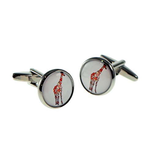 Geometric Giraffeデザインラウンドカフスボタンx2boc218