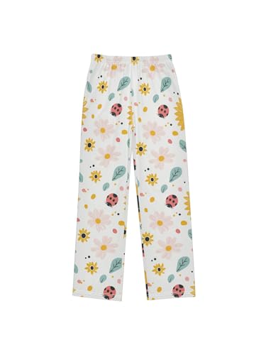 ZZKKO Kawaiiladybugs Sunflower Boys Pants for Kids Jogger Pants with Pockets S