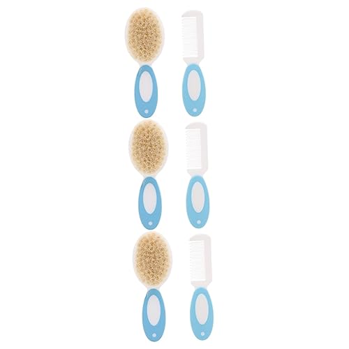 ifundom 3sets Hair Brush Comb Toddler Hair Care Natural Wool Bristles Gentle Scalp Care 2pcs*3