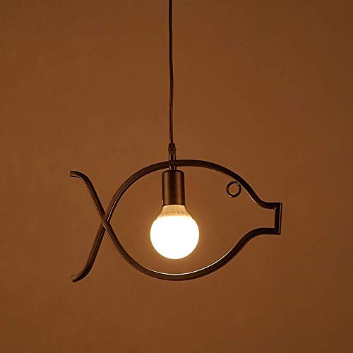 MUMUMI Nordic Restaurant Fer Forgé Poisson Lustre créatif personnalité Rétro Industriel Vent tête Unique Suspendu Lampes Bar Aisle Luminaire Chambre d'éclairage Nuit E27 Suspendu Lumière