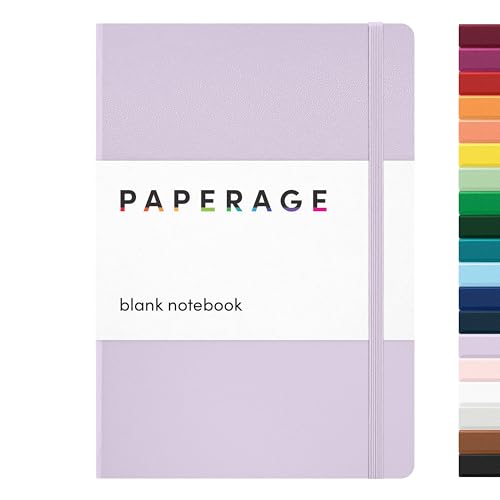 PAPERAGE Blank Journal Notebook, (Lavender), 160 Pages, Medium 5.6 in x 8 in - 100 GSM Thick Paper – Hardcover Journaling Notebook for Work, School, Note Taking or Sketching