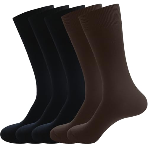 Men's Dress Socks 5 Pairs Mens Cotton Calf Business Formal Socks Soft Breathable Athletic Long Crew Casual Socks