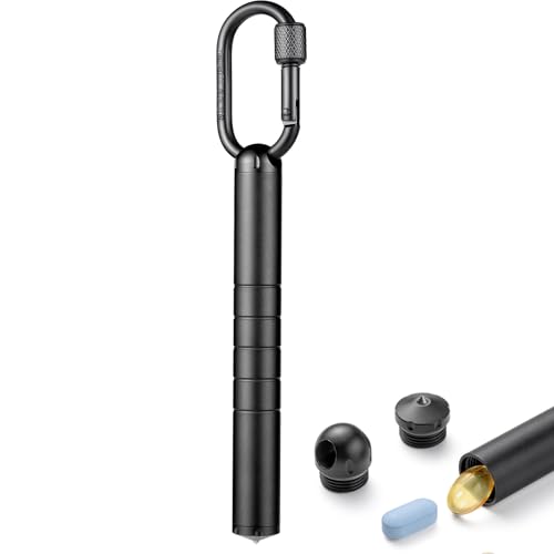 Porte-pilulier porte-clés mini pilulier portable en métal avec mousqueton pour sac