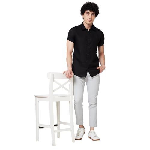 Image of Spykar Men's Regular Fit N /A Half Sleeve Solid Casual Shirts