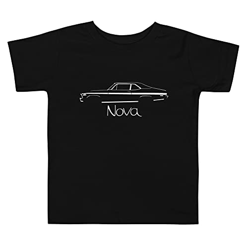 1972 Chevy Nova Black Silhouette American Muscle Car Owner Toddler Short Sleeve Tee