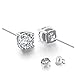 18K Gold Plated Round Cubic Zirconia Faux Diamond Earrings Sterling Silver Post Hypoallergenic Earrings for Women Men, in White Gold, CZ 2.5ctw