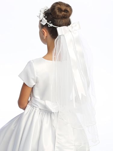 Pink Princess Holy First Communion Veil for Girls 7-16 - 1st Communion Veils for Girls - White veil for kids - Velos para Primera Comunion2
