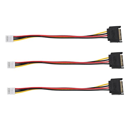 OTOTEC 3Pcs 4 Pin Floppy Drive to 15 Pin SATA Male Power Cable 4-pin Floppy Power Port to SATA 15pin Male Driver Power Wire Electrical Accessories 20cm