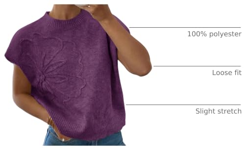 Image of SOLY HUX Women's Short Sleeve Sweater 3D Floral Sweaters Pullover Tank Tops Knit Vest Trendy Fashion Clothing