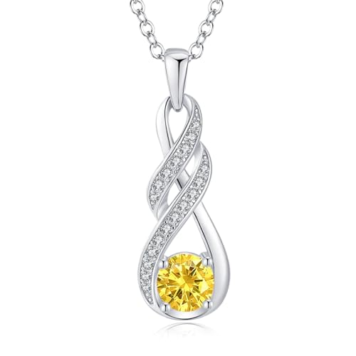 Collier infini en argent 925 plaqué or blanc et cristal pour femme 45cm
