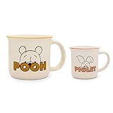 Disney Winnie the Pooh and Piglet Ceramic Camper Mugs, Set of 2 | BPA-Free Travel Coffee Cup For Espresso, Caffeine, Cocoa, | Home & Kitchen Essential | Cute Gifts and Collectibles