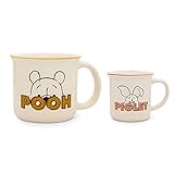 Disney Winnie the Pooh and Piglet Ceramic Camper Mugs | Set of 2