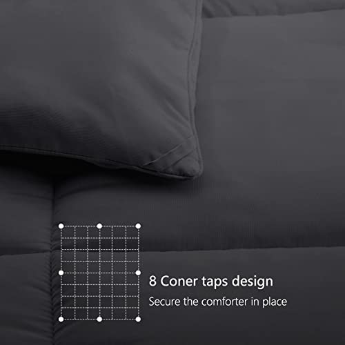 Image of TEXARTIST Premium 2100 Series Oversized Queen Comforter All Season Breathable Grey Comforter Soft 4D Spiral Fiber Quilted Down Alternative Duvet with Corner Tabs Hotel Style (98 inchx98 inch)