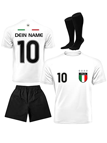 DE FANSHOP Kinder Herren Damen Personalisiertes Italien Fußball Trikot Set EM WM 2022 Jungen Männer Frauen T-Shirt mit Namen, EU3, XS