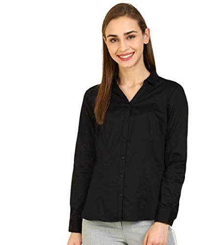 KANZUL -FASHION PASSION Rayon Full Sleeve Spread Collar White/Black Shirt for Women & Girls