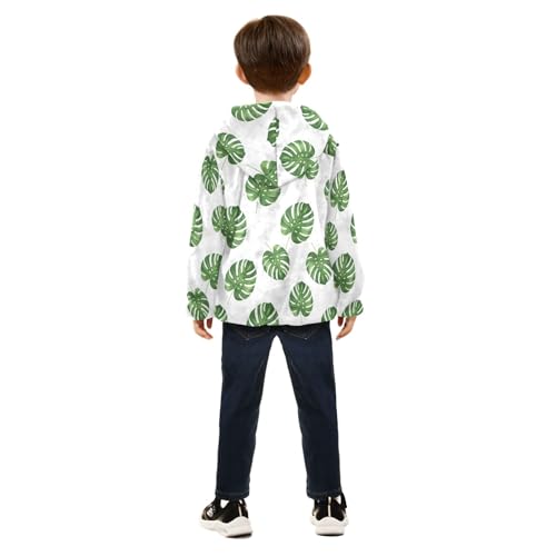 CHIFIGNO Green Monstera Leaves Boys Winter Jacket Warm Winter Jackets for Boys 3T4