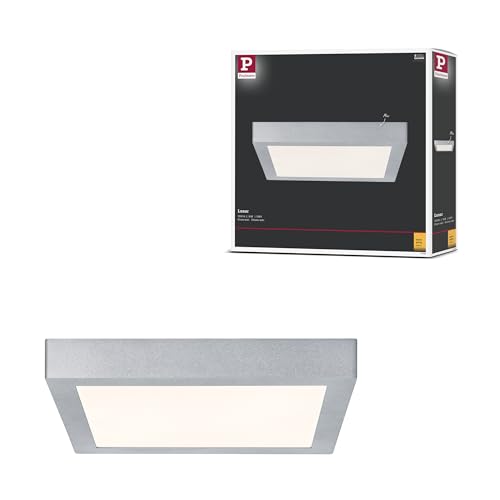 Paulmann 70650 LED Panel Lunar eckig - Alu Deckenaufbauleuchte Deckenleuchte Deckenlampe, Chrom Matt, 300 x 300 mm, 18 W/230 V