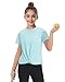 KEREDA Girls Athletic Shirts Tie Front Tops Summer Short Sleeve Quick Dry Active Tees T-Shirts for Kids Teens Mint Green 7-8 Years