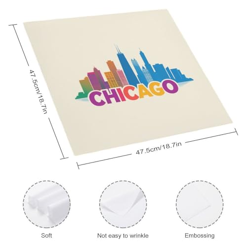 Servilletas de cocina cuadradas lavables con estampado de Chicago Skyline 3