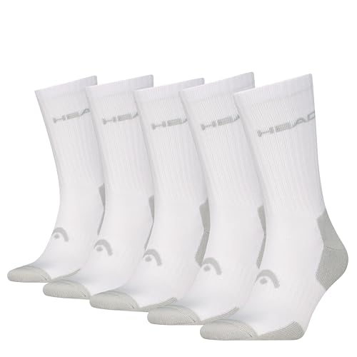 HEAD Tennis Calcetines de tripulación, Blanco, 43-46 (Pack de 5) Unisex Adulto