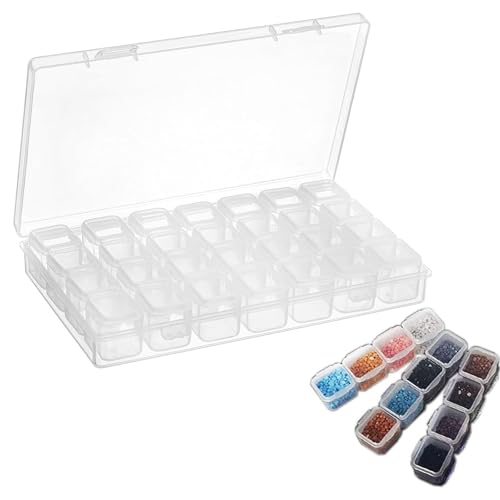 Menmamenma 1 boîte de rangement avec 28 compartiments pour petites pièces - En plastique transparent - Pour bijoux et boucles d'oreilles