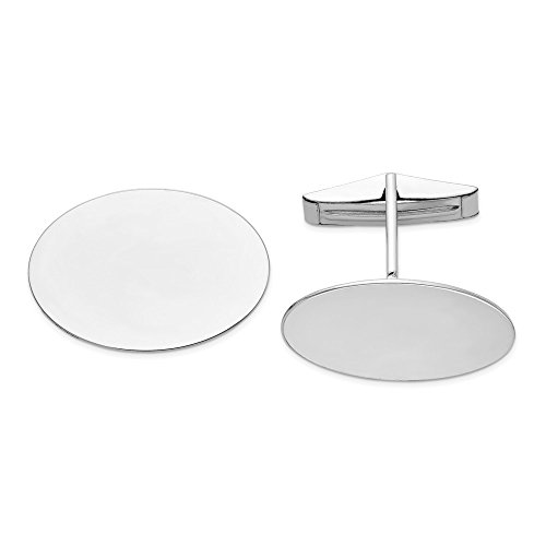 Mancuernillas ovaladas de oro blanco sólido 14K para hombre miniatura 1