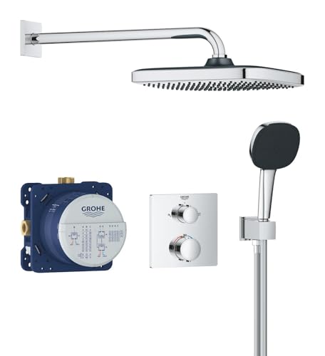 GROHE Precision Thermostatique, Ensemble de Douche Encastré 2 sorties, Douche de Tête Vitalio Comfort 250, Douchette Vitalio Comfort 110 2 jets, Flexible 1,5...