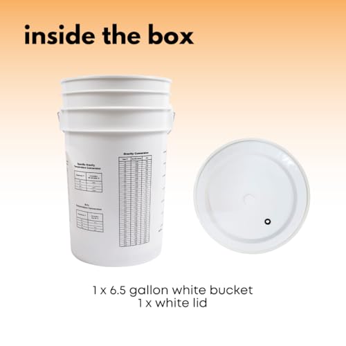 Fastrack 6.5 Gallon Fermenting Bucket with Lid | White | 100% Food Grade-BPA Free Fermenting Brew Bucket for your Beer, Wine or any other Fermented Beverage