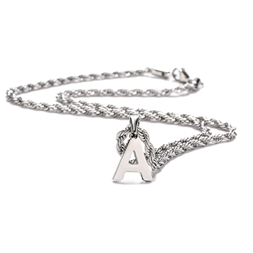 WEDDINEN Layered Initial Letter Pendant Necklace for Men Figaro Twist Rope Chain Necklace Jewelry Graduation Birthday Gift for Men Boys2