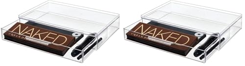 The Home Edit by iDesign Clear Recycled Plastic Organiser Bin with Pull Out Drawer (Pack of 2)