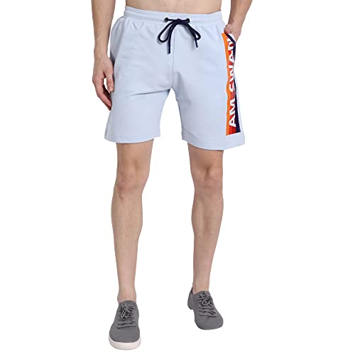 Image of AM SWAN Mens Premium Cotton Colourblocked Printed Stylish Comfort Knee Length Shorts