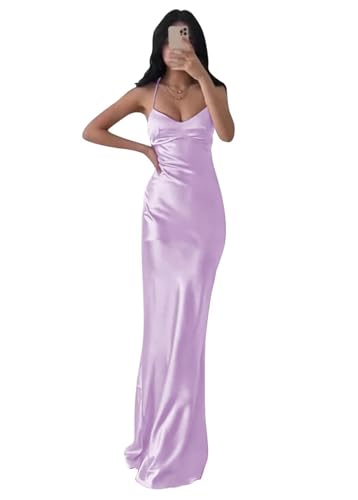 Satin Bridesmaid Dresses for Women Spaghetti Straps Prom Dress Formal