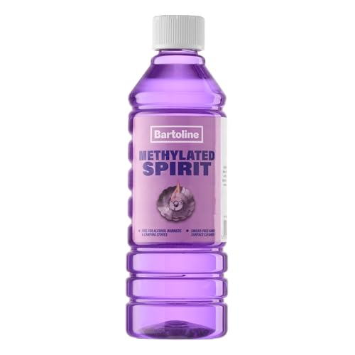 Bartoline Methylated Spirit 500ml Premium Fuel for Alcohol Burners & Stain Remover for Hard Surfaces