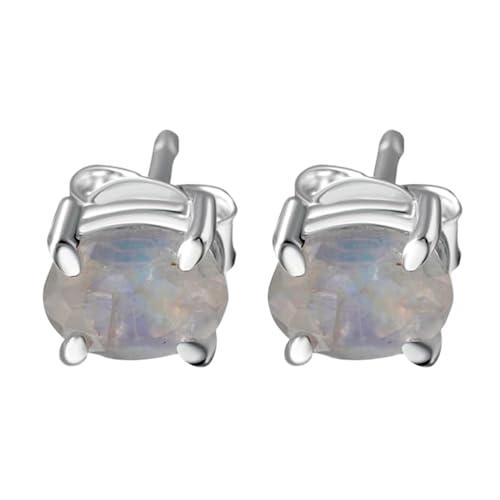 Pierre de lune boucles d'oreilles puces argent 925 ovales 8x6mm facettées LK_VSTD_0793