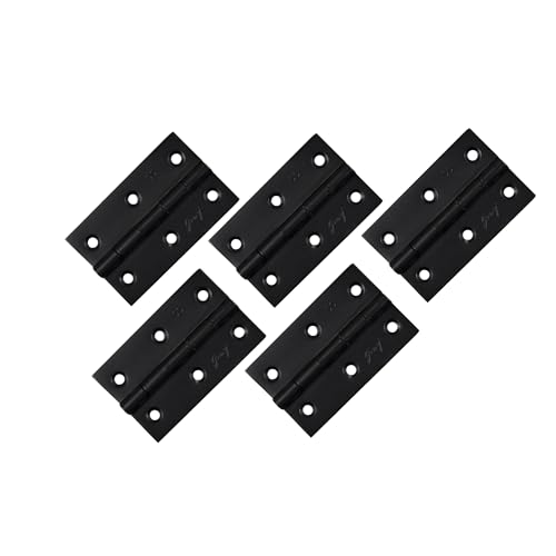 Image of Godrej Door Fittings | 3 inch x 16 Gauge Plain Joint Door Butt Hinges (Pack of 1, 5 Pcs /Pack) | Matte Black Finish, Smooth Operation | 3 Holes Kabza for Home Main Door, Bedroom | 1 Yr Warranty