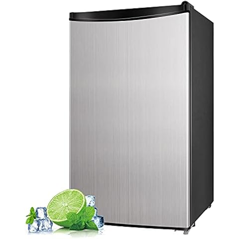 DSF Compact Refrigerator, 3.2 Cu.Ft Mini Fridge with Freezer, Single Door, Energy Saving, Low Noise, Low-frost Mini Fridge for Bedroom, Office, RV or Dorm with Crisper Drawer, Silver - MVSFR321 Cover