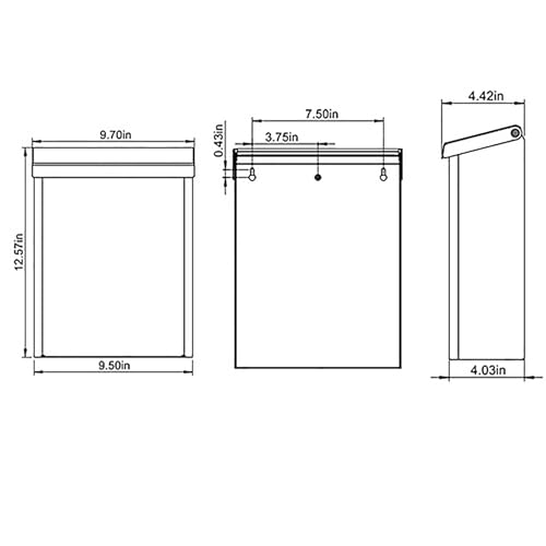 Architectural Mailboxes Designer Galvanized Steel, Locking Wall Mount Mailbox, White with Satin Nickel