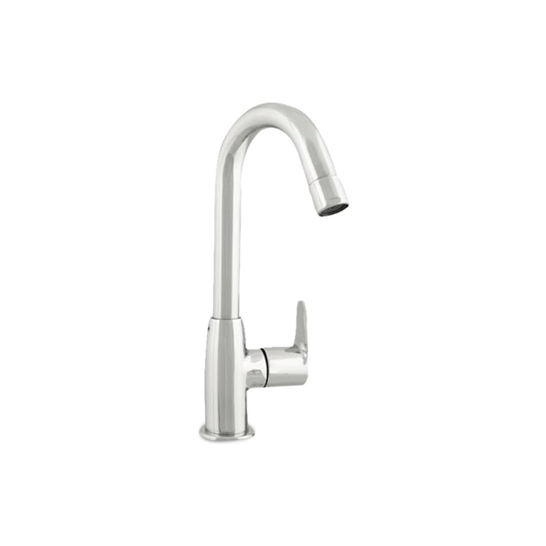 Parryware UNO Swan Neck Pillar Cock for basins | Single-Lever Deck Mounted with Honeycomb Type Aerator | T5003A1