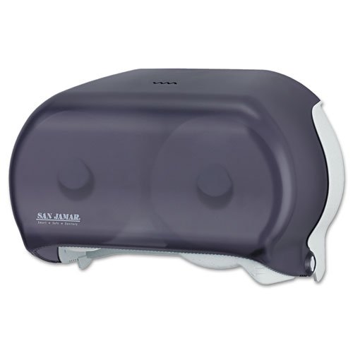 San Jamar VersaTwin Standard Tissue Dispenser, 2 Roll, 12-1/4 x 5-3/4 x 8-1/4, Black Pearl - one toilet tissue dispenser.