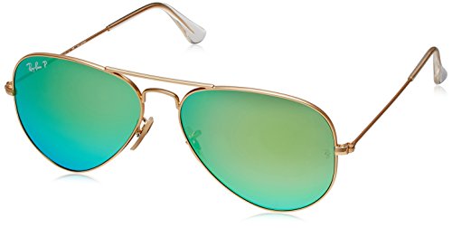 Ray-Ban RB3025 Aviator Large Metal Icons Sung-Matte Gold/Crystal Green Mirror/OS